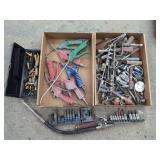 Assorted Pneumatic Air Blow Guns, Hand Tools, Sockets, and Brass Fittings Lot