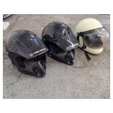 Lot of Three Helmets Including Two Black Polaris Brand Helmets and One White Helmet