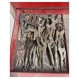 Large Assortment of Locking Pliers and C-Clamps Including Vise-Grip Brands