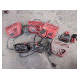 Milwaukee M12 and M18 Battery Chargers and Batteries Lot
