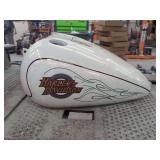 Harley-Davidson Motorcycle Gas Tank White with Flame Graphics