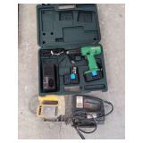 Assorted Power Tools Lot Including Hitachi Drill and Multiple Jigsaws
