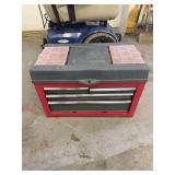 Stack-On Red and Gray Metal Tool Box Containing Assorted Hand Tools and Hardware