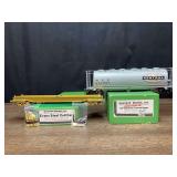 (2) NYC Cylindrical Covered Hopper Car + Evans Steel Coil Car NIB Overland Models