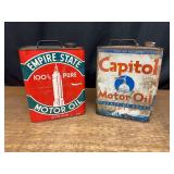 (2) Empire State + Capitol Motor Oil Cans