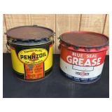 (2) Pennzoil + Blue Seal Grease Cans