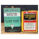 (2) De Laval + McCormick-Deering Cream Separator Oil Cans