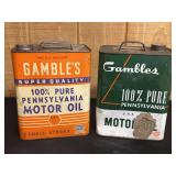 (2) Gambles Motor Oil Cans