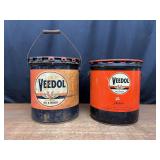 (2) Veedol Oil Cans