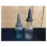 (2) Glass Oil Bottles
