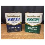 (2) Winchester Motor Oil Cans