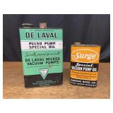 (2) De Laval + Surge Vacuum Pump Oil Cans