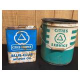 (2) Cities Service Oil + Grease Cans