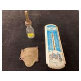 (3) John Deere Thermomerter, Oil Bottle, Cover
