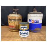 (3) Mobil + Standard Oil Co. Oil Cans
