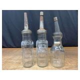 (3) Glass Oil Bottles - Including Standard Oil