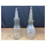 (2) Glass Oil Bottles