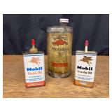 (3) Mobil Oil Cans