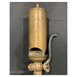 Large Brass Steam Whistle with Operating Lever and Valve Base