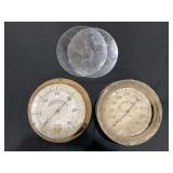 Industrial Pressure and Vacuum Gauges Lot with Glass Lenses