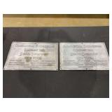 Set of Two Combustion Engineering Company Inc. Cast Metal Steam Generator Data Plates