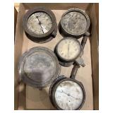 Collection of Five Industrial Gauges including Ashcroft and Oliver United Filters