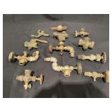 Assorted Brass Valves, Sight Glass ends, and tricocks