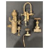 Assorted Brass Steam Engine Valves and Oilers