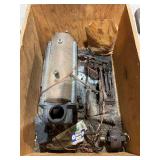 Model Steam Engine and Boiler Assembly in Wooden Crate