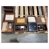 Collection of Four Industrial Wooden Cased Testing and Measurement Instruments