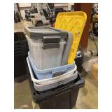 Assorted Plastic Storage Totes and Bins Lot