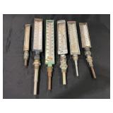 Collection of Six Industrial Industrial Thermometers including Trerice, Palmer, and Weiss Brands