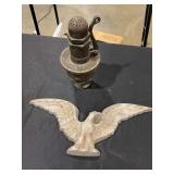 Crane Brass Relief Valve and Cast Metal Eagle Figurine