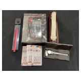 Mixed Lot of Precision Tools, Slide Rule, RadioShack Tool Set, and Adhesives