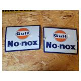 (2) Gulf Porcelain Signs