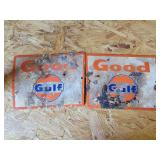 (2) Gulf Porcelain Signs