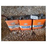 (3) Gulf Saphire Motor Oil Cans