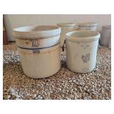 6 Gallon Western and 10 Gallon Blue Band Stoneware Crocks