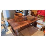 Coffee Table and Cast Iron Cooking Items