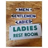 (4) Restroom Porcelain Signs