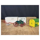 (3) Mailbox, Plow, Wagon NIB