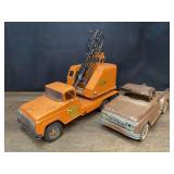 (2) Crane Truck + Pickup Truck Tonka