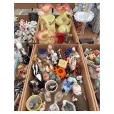 Assorted Figurine and Collectible Glass Lot Including Satin Glass and Bisque Figures
