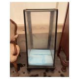 Black Painted Wood and Glass Display Cabinet with Hinged Door and Interior Display Rods