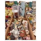 Assorted Box Lot of Ceramic and Glass Collectible Figurines, Vases, and Decor