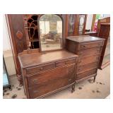 Two Piece Wooden Dresser Set with Mirror