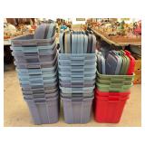 Assorted Plastic Storage Bins and Totes with Lids