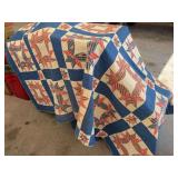 Handmade Star Quilt with Blue and White Striated Backing