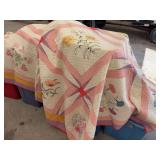 Handmade Quilt with Embroidered Floral and Bird Motifs