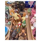 Large Assortment of Carved Wood Figural Statues, Folk Art, and Decorative Objects